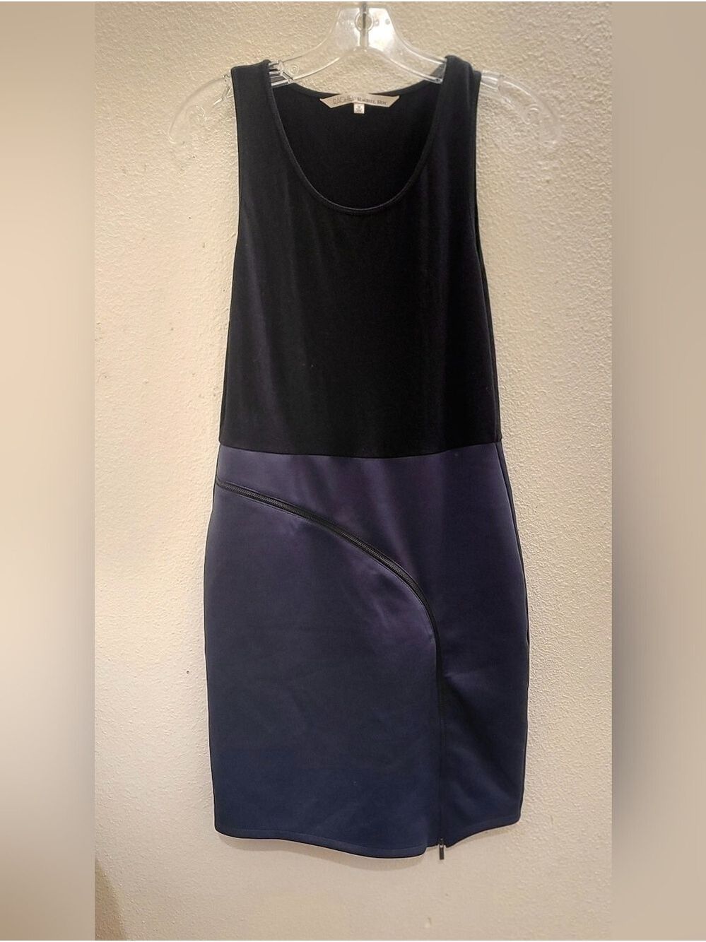 RACHEL Rachel Roy Black and Navy Colorblock Midi Dress